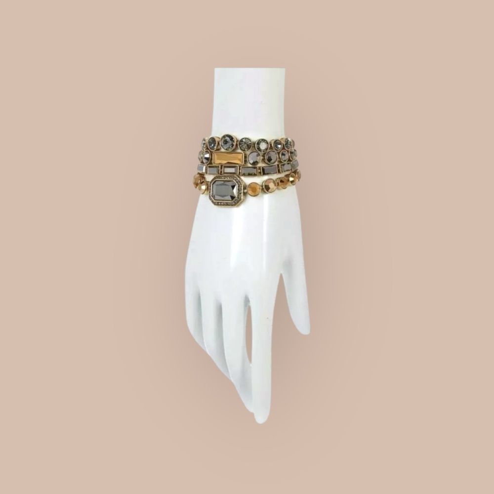 New in Box Heidi Daus Gold & Gunmetal 4 Piece Bracelet Set Gift Stocking Stuffer